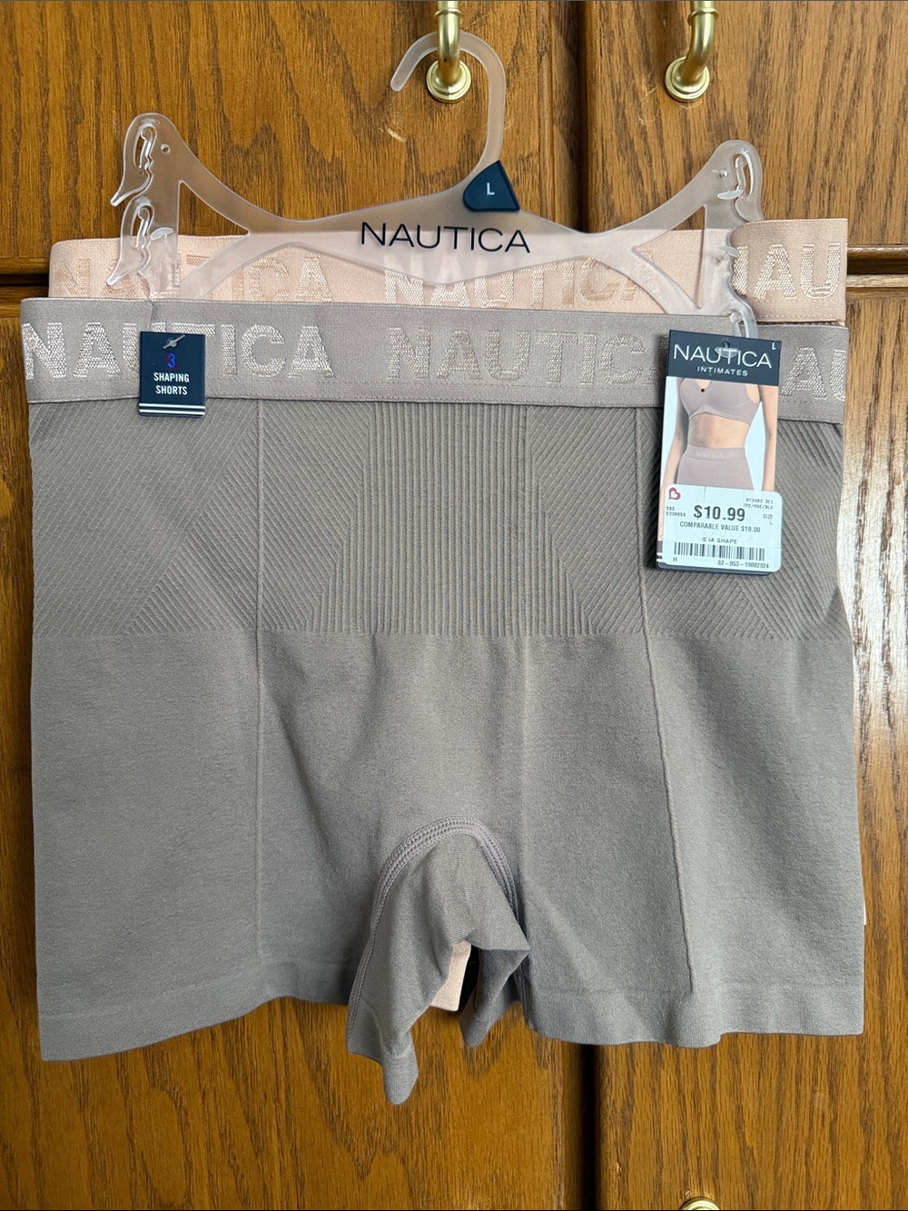 Nautica women’s Shaping Boxer Briefs - Taupe and beige. Size L 2 pk w tag